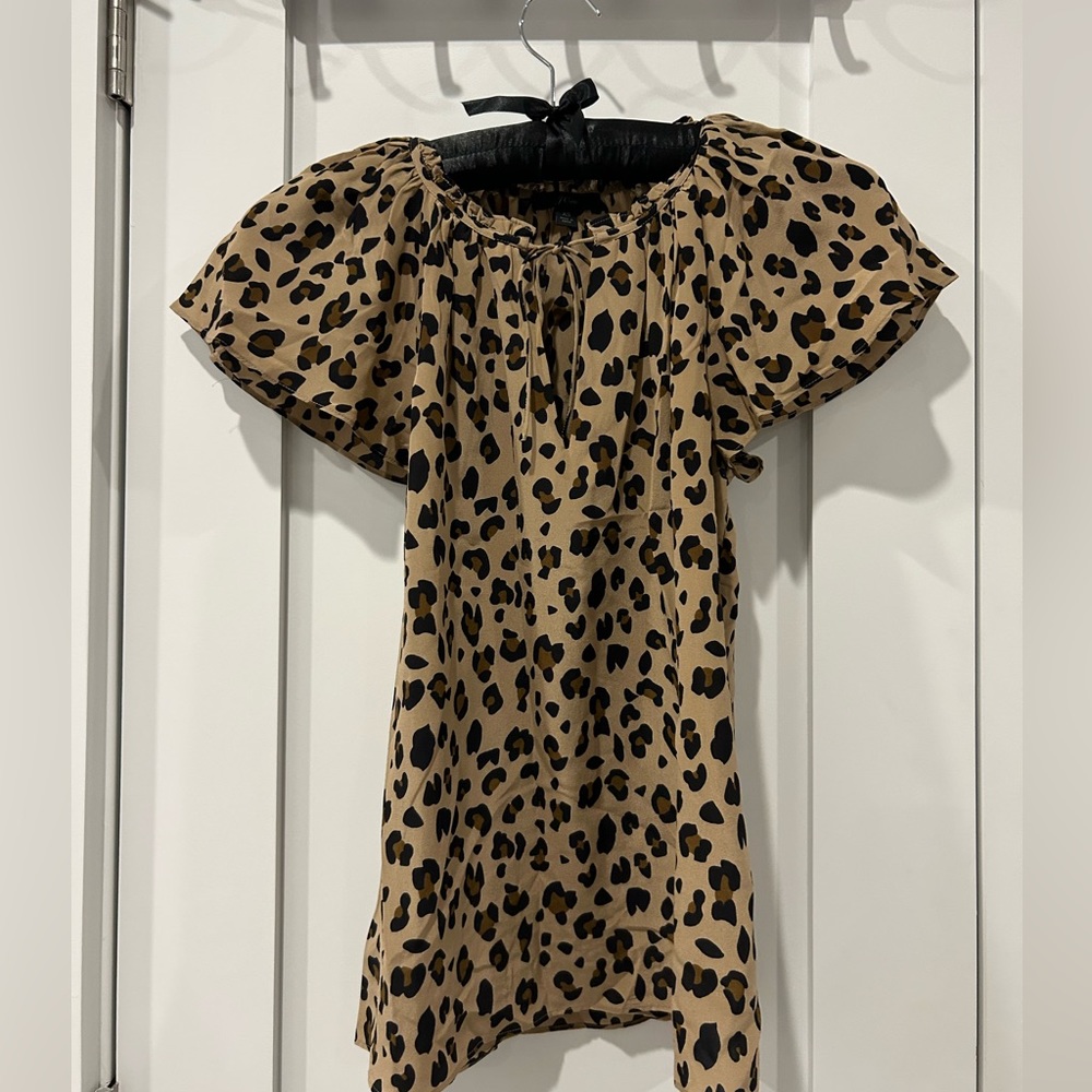 J.Crew short sleeve leopard print blouse